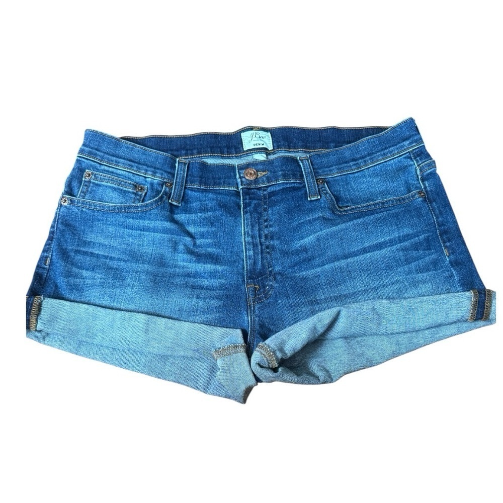 NWOT J. Crew Denim Shorts Womens Size 31 Cotton Blend Cut Off Cuffed Dark Wash